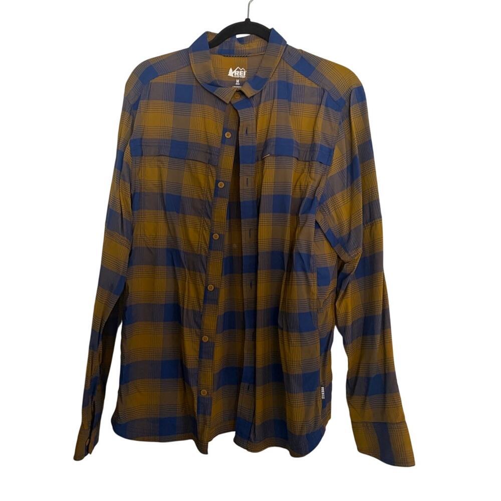 REI Co-Op Safari Shirt Button Up Plaid Vented Roll Up Sleeve Multicolor Size M